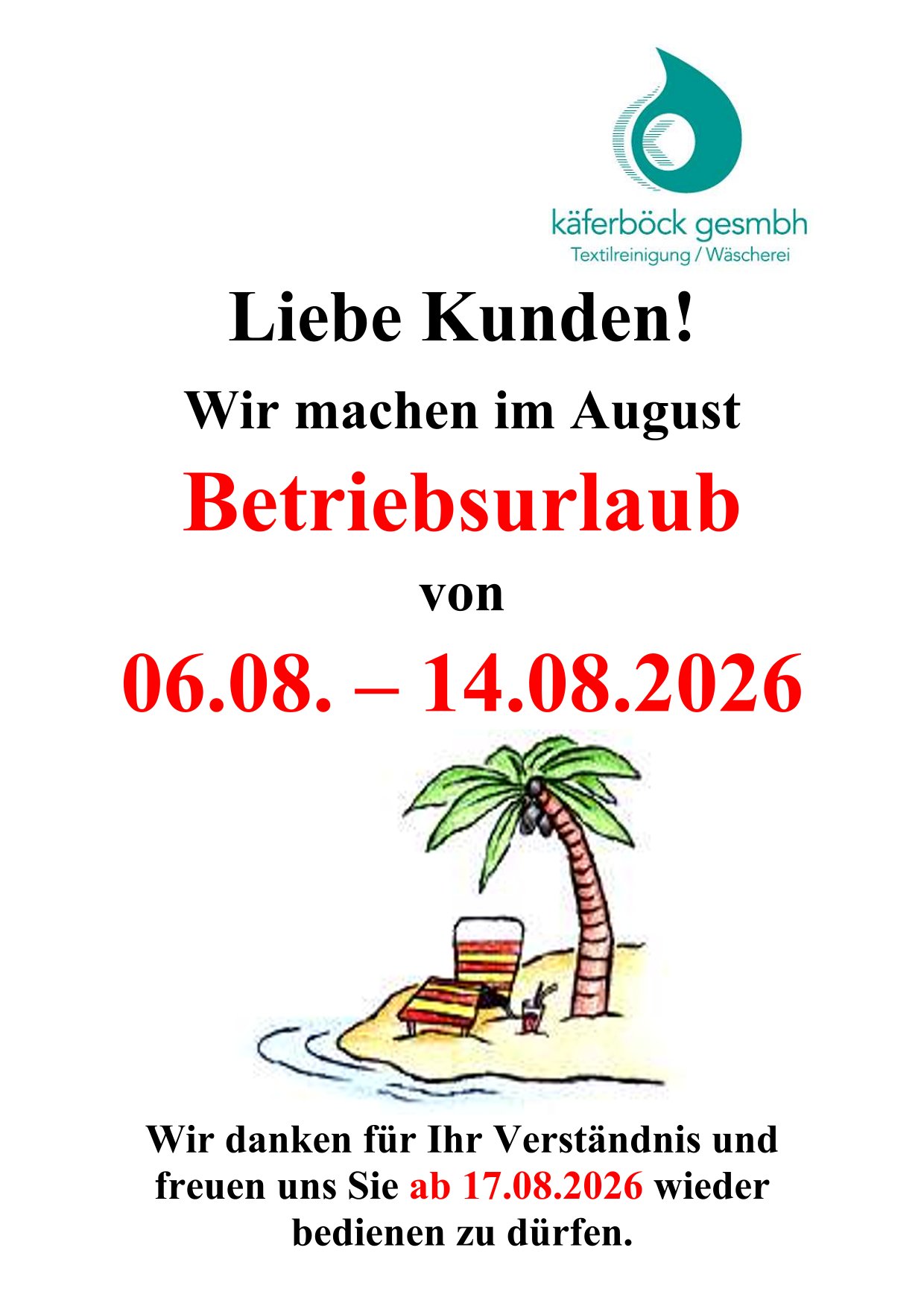 Urlaubshinweis